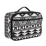 White And Grey Aztec Pattern Print Portable Lunch Bag