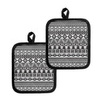 White And Grey Aztec Pattern Print Pot Holders
