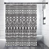 White And Grey Aztec Pattern Print Premium Shower Curtain