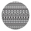 White And Grey Aztec Pattern Print Round Blanket