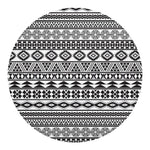 White And Grey Aztec Pattern Print Round Blanket