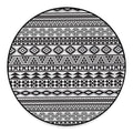 White And Grey Aztec Pattern Print Round Floor Mat