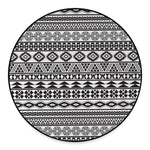 White And Grey Aztec Pattern Print Round Floor Mat