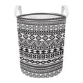 White And Grey Aztec Pattern Print Round Laundry Basket