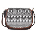 White And Grey Aztec Pattern Print Saddle Bag