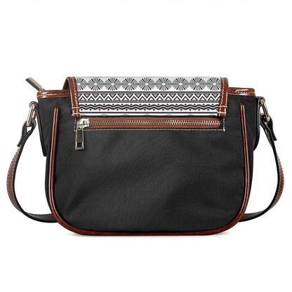 White And Grey Aztec Pattern Print Saddle Bag