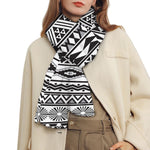 White And Grey Aztec Pattern Print Scarf