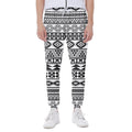 White And Grey Aztec Pattern Print Joggers