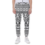 White And Grey Aztec Pattern Print Scuba Joggers