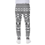 White And Grey Aztec Pattern Print Scuba Joggers