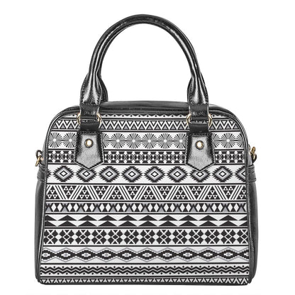 White And Grey Aztec Pattern Print Shoulder Handbag
