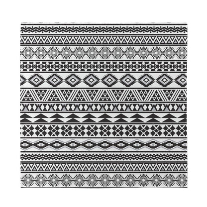 White And Grey Aztec Pattern Print Silk Bandana