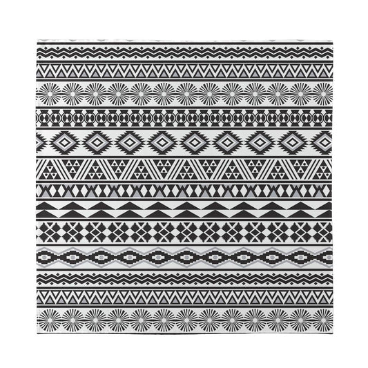 White And Grey Aztec Pattern Print Silk Bandana