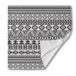 White And Grey Aztec Pattern Print Silk Bandana