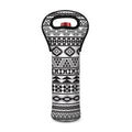 White And Grey Aztec Pattern Print Single Neoprene Wine Tote
