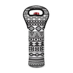 White And Grey Aztec Pattern Print Single Neoprene Wine Tote