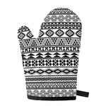 White And Grey Aztec Pattern Print Single Oven Mitt