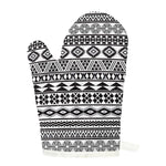 White And Grey Aztec Pattern Print Single Oven Mitt