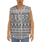 White And Grey Aztec Pattern Print Sleeveless Baseball Jersey