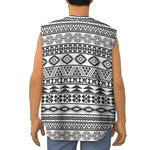 White And Grey Aztec Pattern Print Sleeveless Baseball Jersey