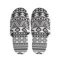 White And Grey Aztec Pattern Print Slippers