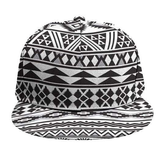 White And Grey Aztec Pattern Print Snapback Cap
