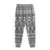 White And Grey Aztec Pattern Print Sweatpants