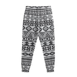 White And Grey Aztec Pattern Print Sweatpants