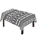 White And Grey Aztec Pattern Print Tablecloth