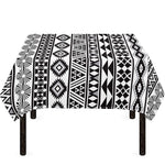 White And Grey Aztec Pattern Print Tablecloth