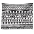 White And Grey Aztec Pattern Print Tapestry