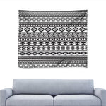 White And Grey Aztec Pattern Print Tapestry