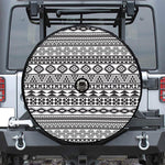 White And Grey Aztec Pattern Print Tire Cover With Camera Hole