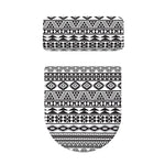 White And Grey Aztec Pattern Print Toilet Lid And Tank Cover Set