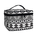 White And Grey Aztec Pattern Print Travel Makeup Bag