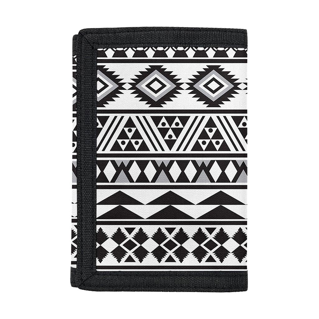 White And Grey Aztec Pattern Print Trifold Wallet