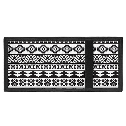 White And Grey Aztec Pattern Print Trifold Wallet