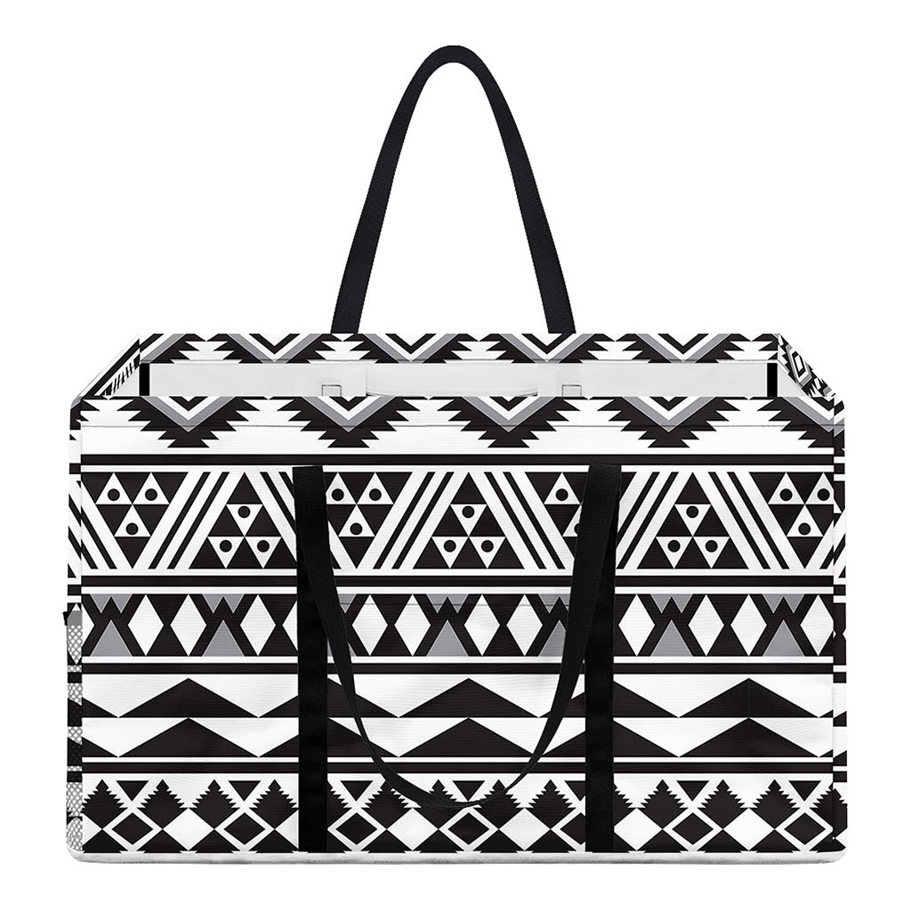 White And Grey Aztec Pattern Print Utility Tote Bag