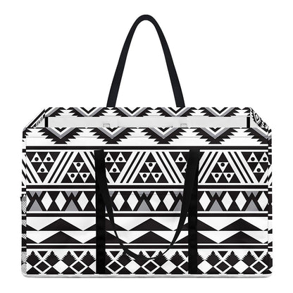 White And Grey Aztec Pattern Print Utility Tote Bag