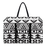 White And Grey Aztec Pattern Print Utility Tote Bag