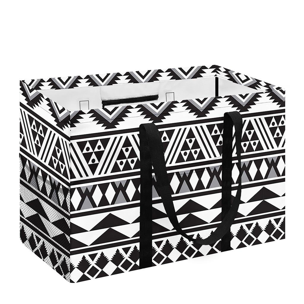 White And Grey Aztec Pattern Print Utility Tote Bag