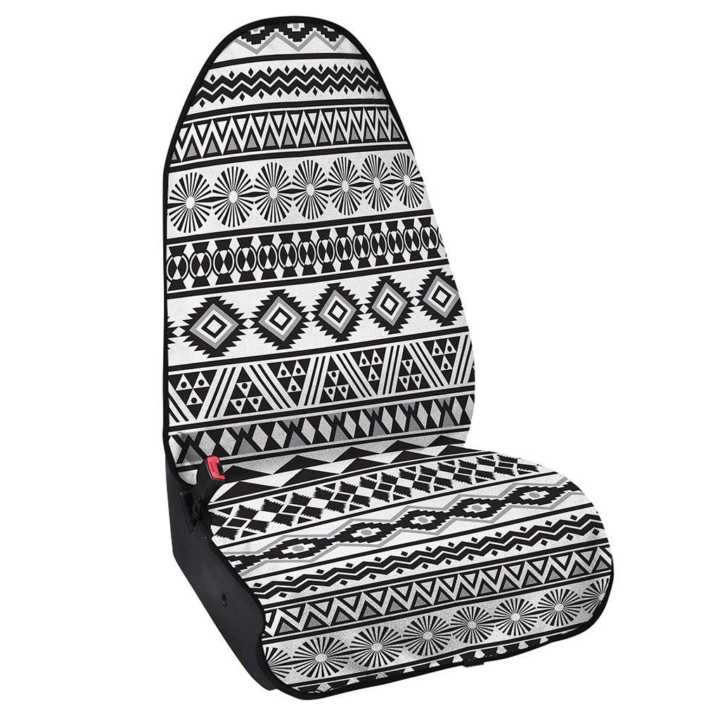 White And Grey Aztec Pattern Print Waterproof Car Seat Cover