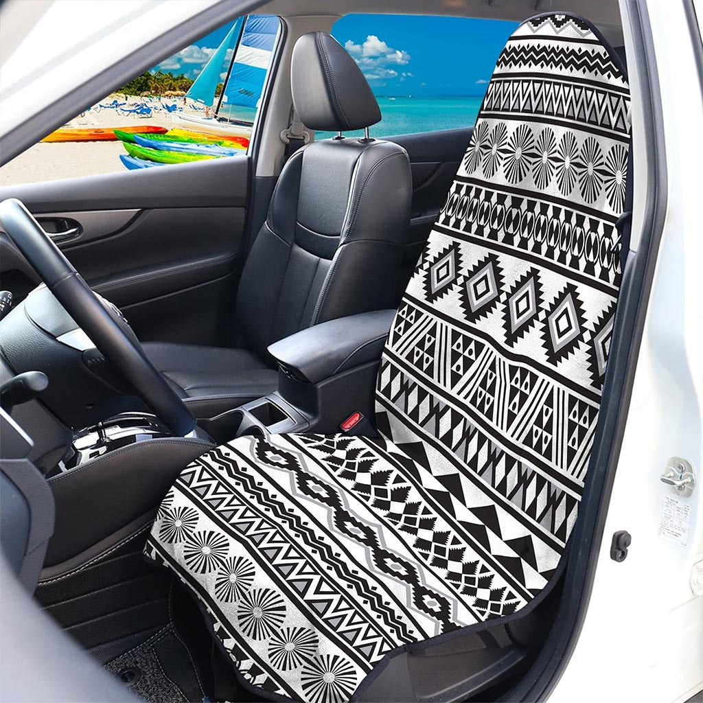 White And Grey Aztec Pattern Print Waterproof Car Seat Cover
