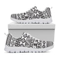 White And Grey Aztec Pattern Print White Running Shoes