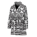 White And Grey Aztec Pattern Print Women's Bathrobe