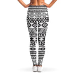 White And Grey Aztec Pattern Print Women's Leggings