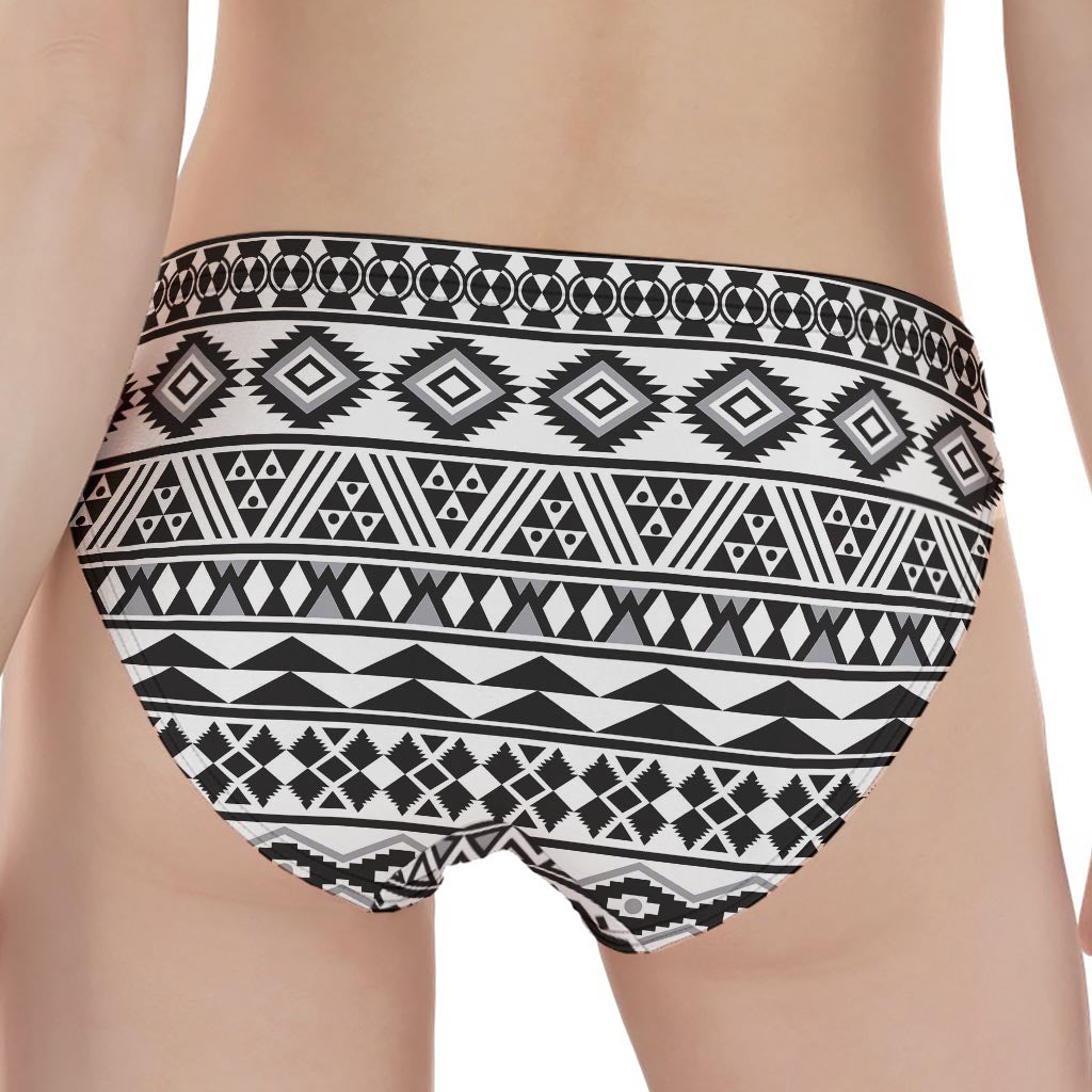 White And Grey Aztec Pattern Print Women's Panties