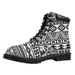 White And Grey Aztec Pattern Print Work Boots