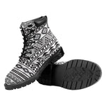 White And Grey Aztec Pattern Print Work Boots