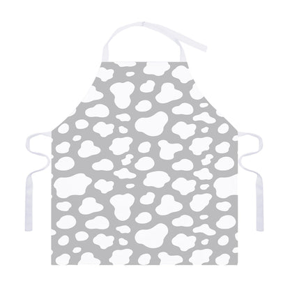 White And Grey Cow Print Adjustable Apron